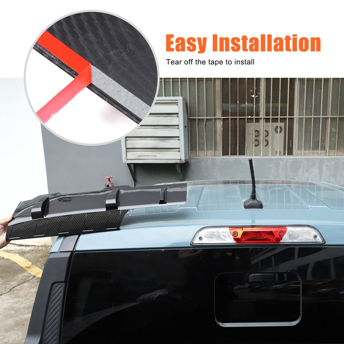Carbon Fiber ABS Roof Rear Spoiler Trim Cover For Ford Maverick 2022+ 15