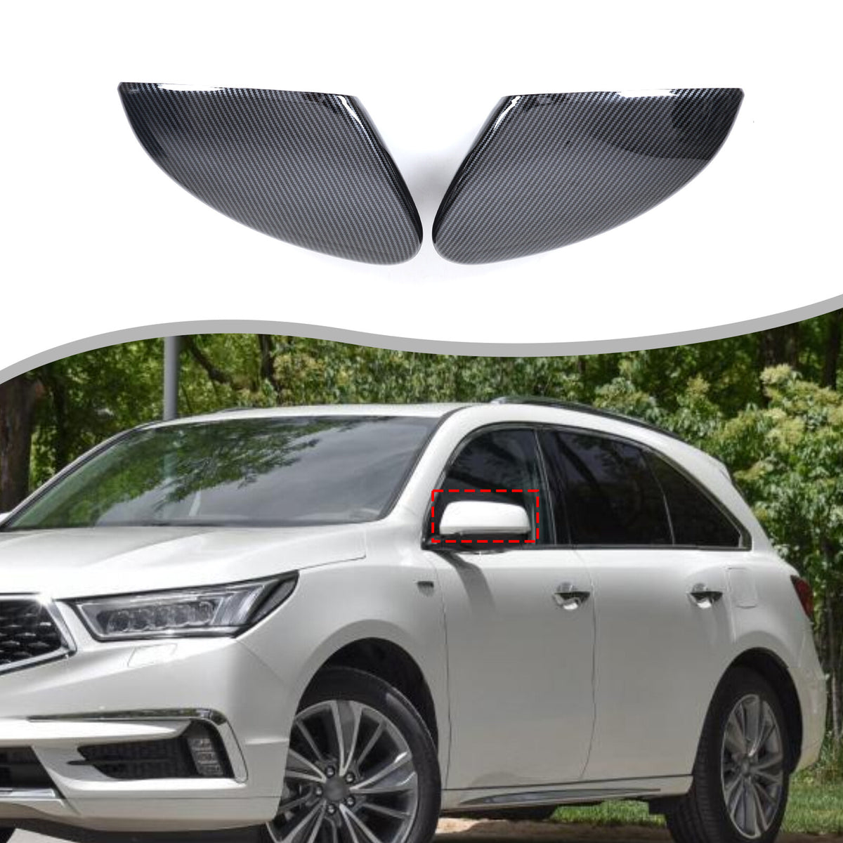 Carbon Fiber ABS Exterior Mirror Cover Trim For Acura MDX 2022-2024 1