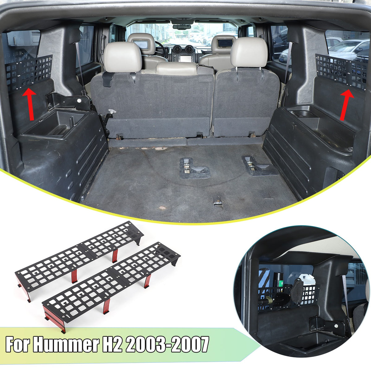 Carbon Steel Aluminum Rear Side Window Molle Panel For Hummer H2 2003-07 US 2