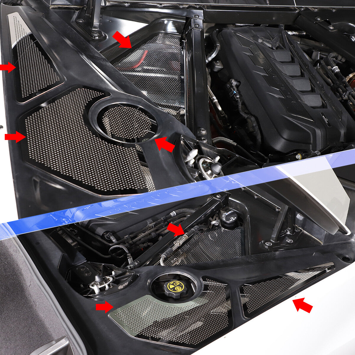 Engine Bay Inner Side Stainless Cover Plate Net set For Corvette C8 2020-20 US 1