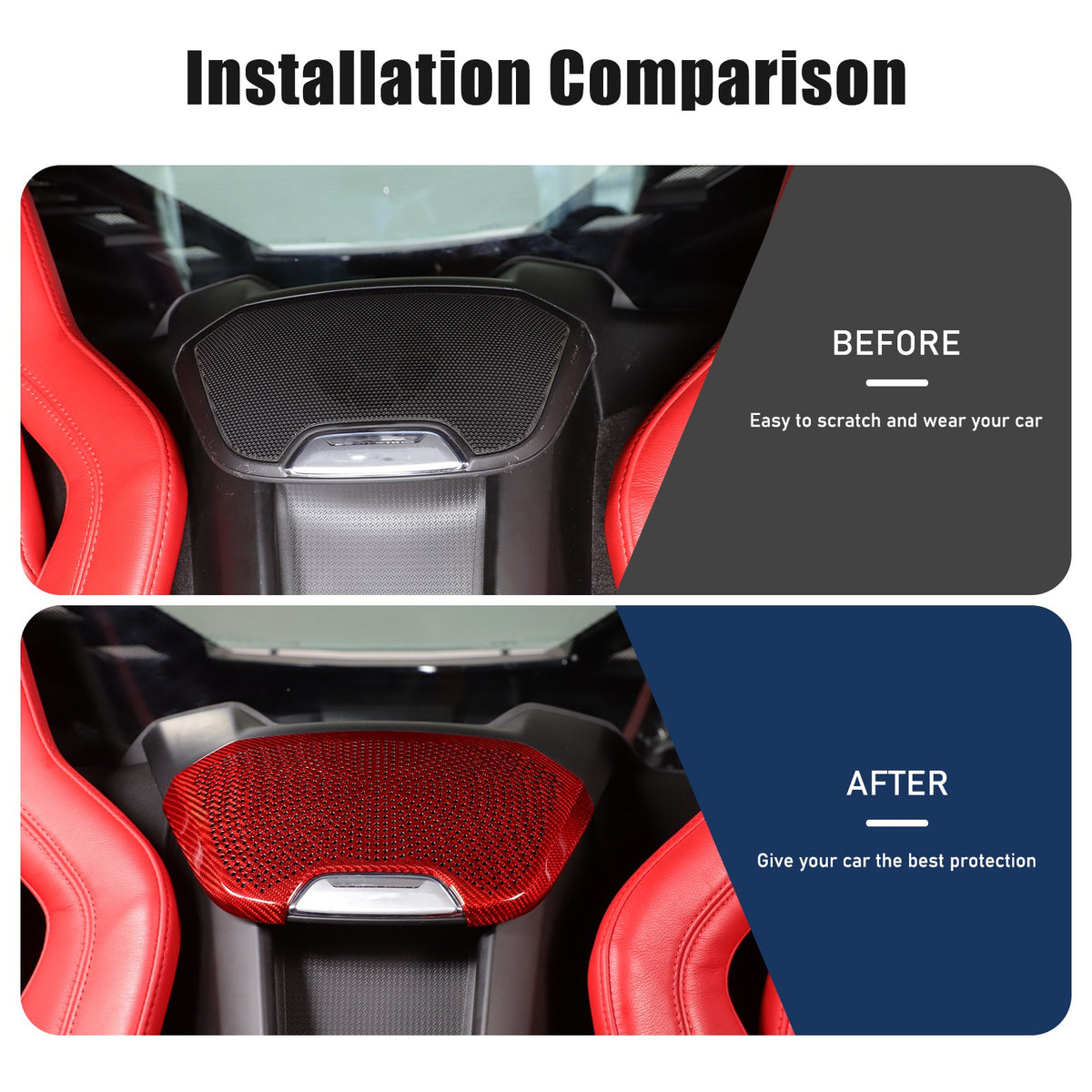Red Real Carbon Fiber Rear Speaker Grille Trim For Corvette C8 1LT/2LT 2020+ 23