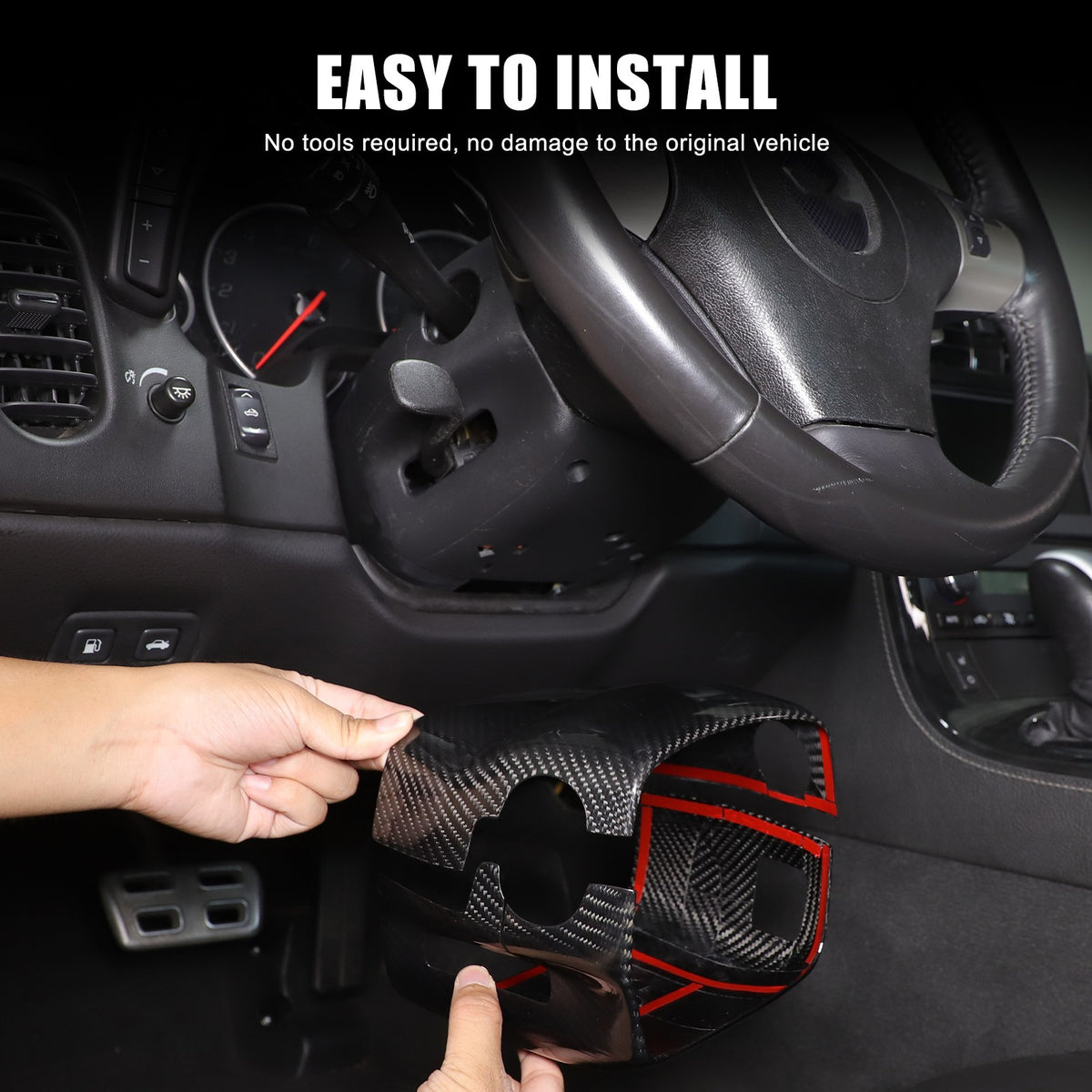 Real Dry Carbon Fiber Steering Wheel Base Lower Trim For Corvette C6 2005-2013 20