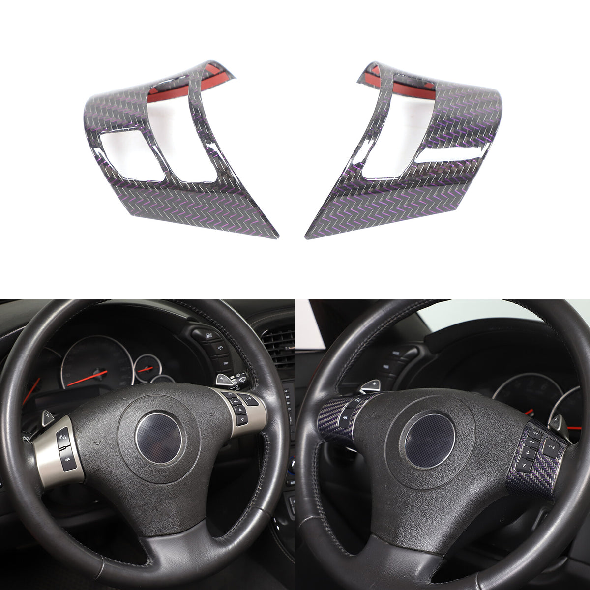 Real Carbon Fiber Steering Wheel Button Cover Trim For Corvette C6 2005-2013 21