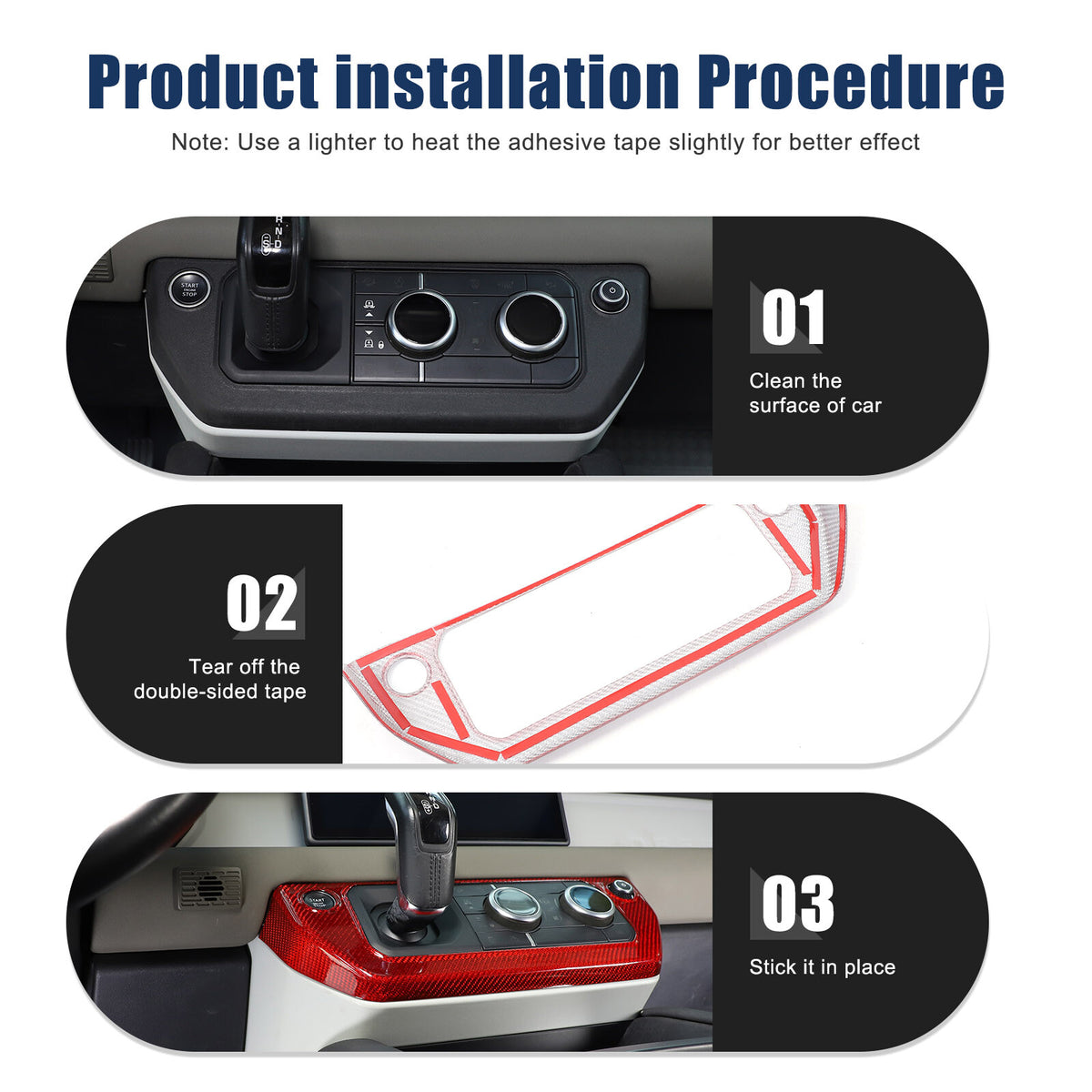 Red Real Carbon Fiber Air Conditioning Switch Panel Trim for LR Defender 2020-24 16