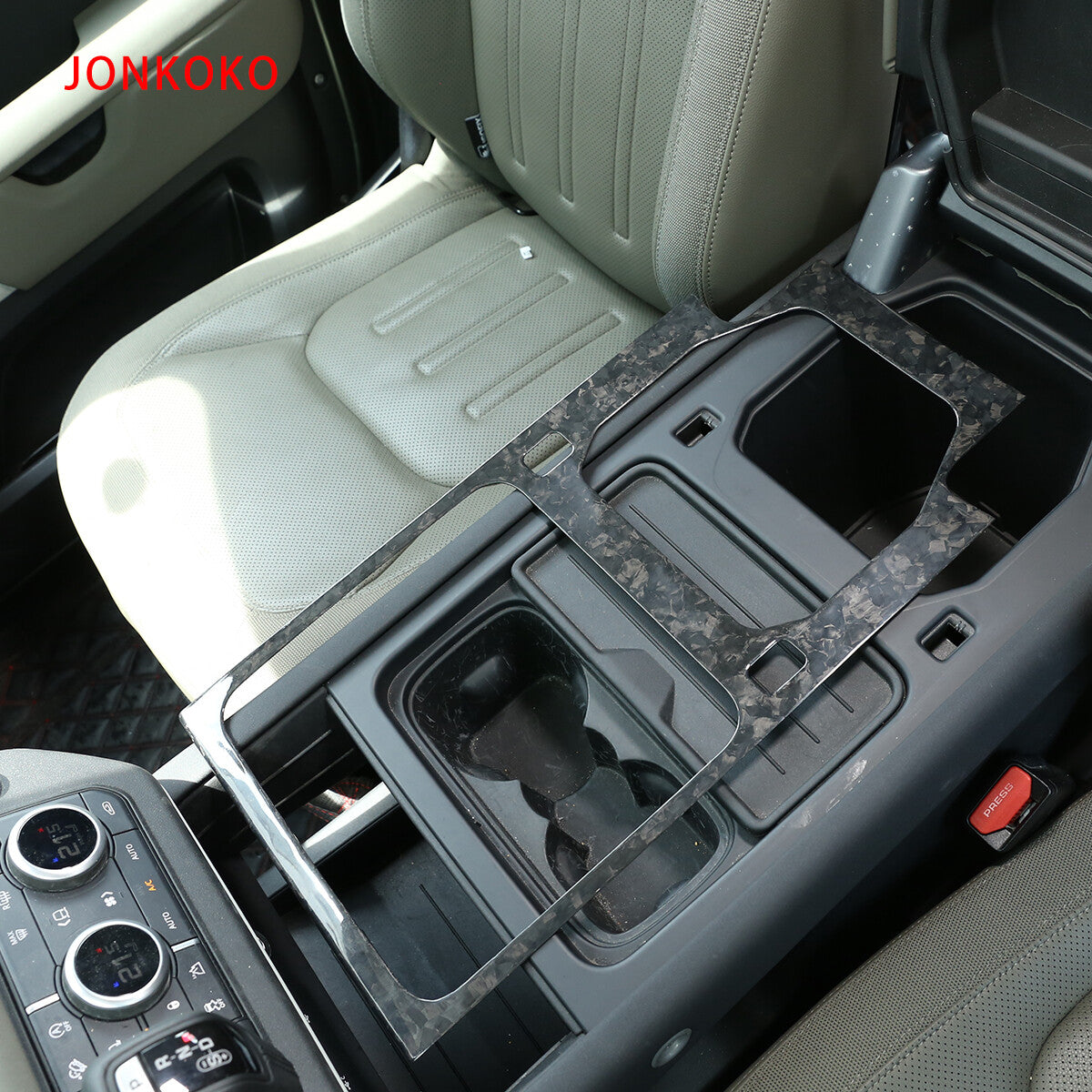 Forged Carbon Fiber For LR Defender 110 90 2020-2023 Cup Holder Panel Trim Cover 13