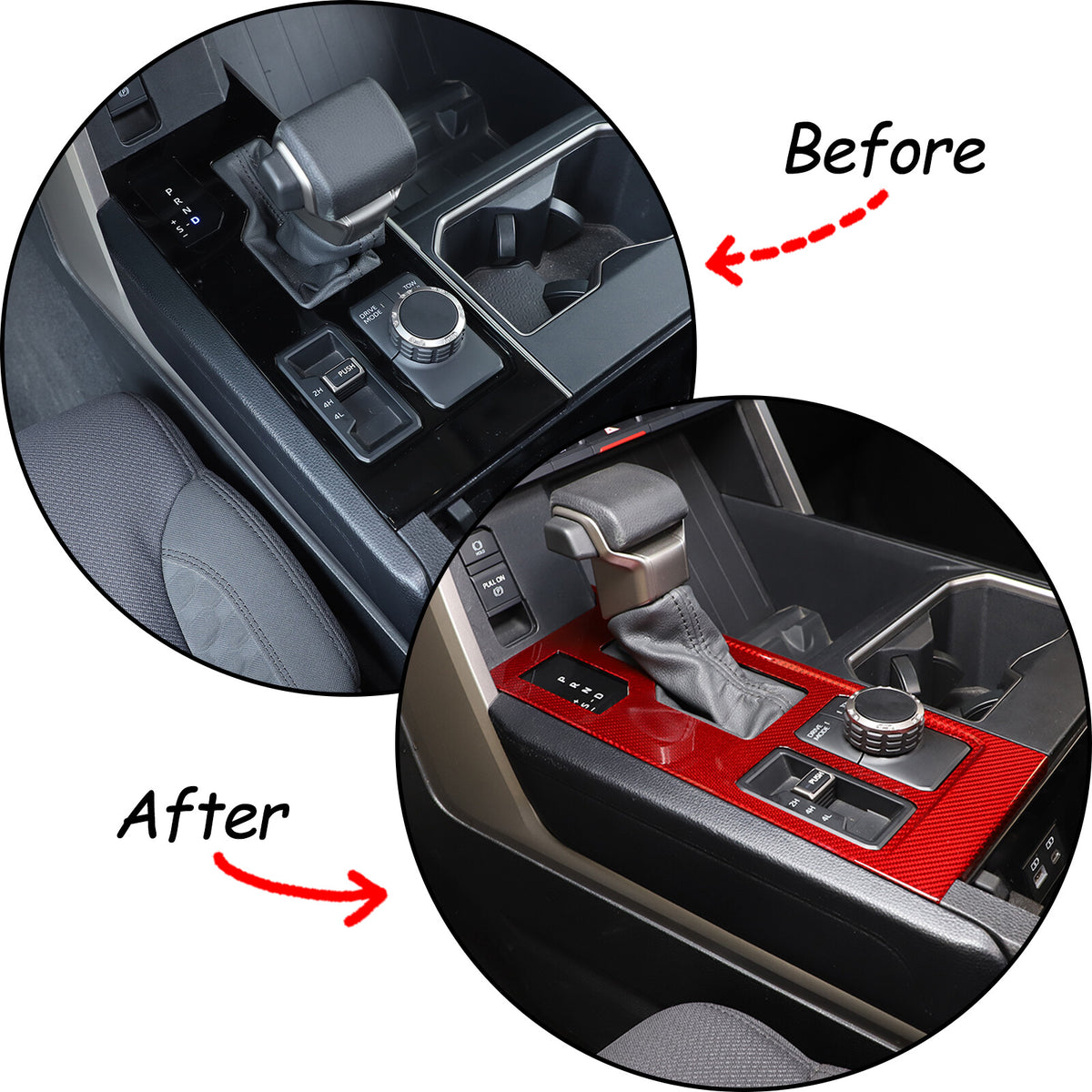 Red Real Carbon Fiber Console Gear Shift Box Panel Trim For Toyota Tundra 22-26 3