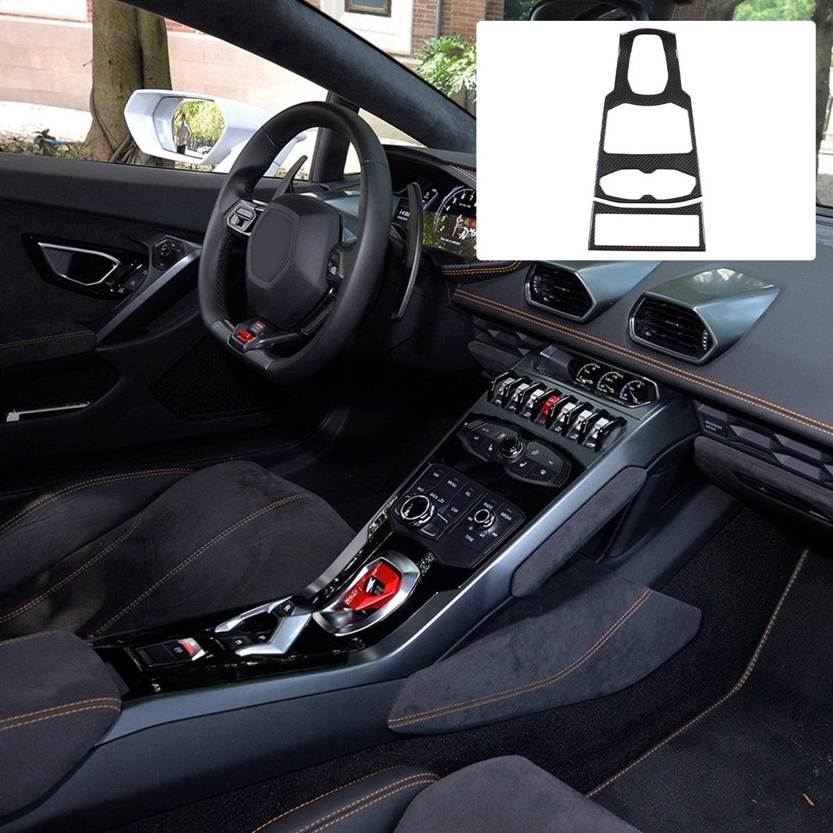 Real Carbon Fiber Center Multi Media Trim For Lamborghini Huracan 580/610 14-18 3
