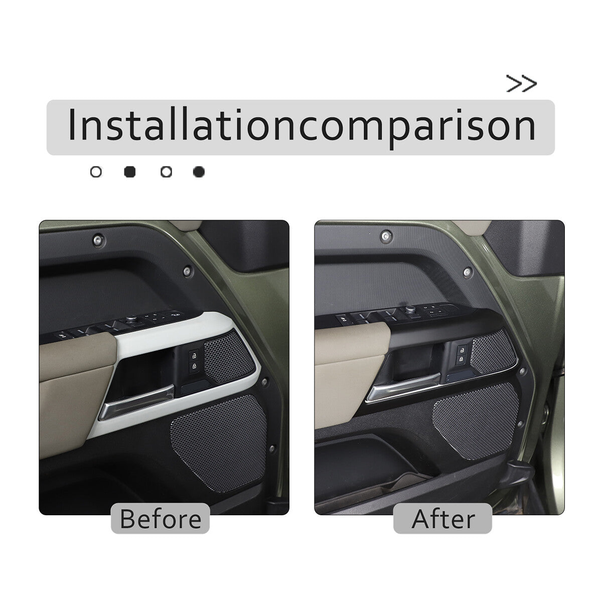 Matte Black Inner Door Handle Trim Cover For Land Rover Defender 110 2020-23 2