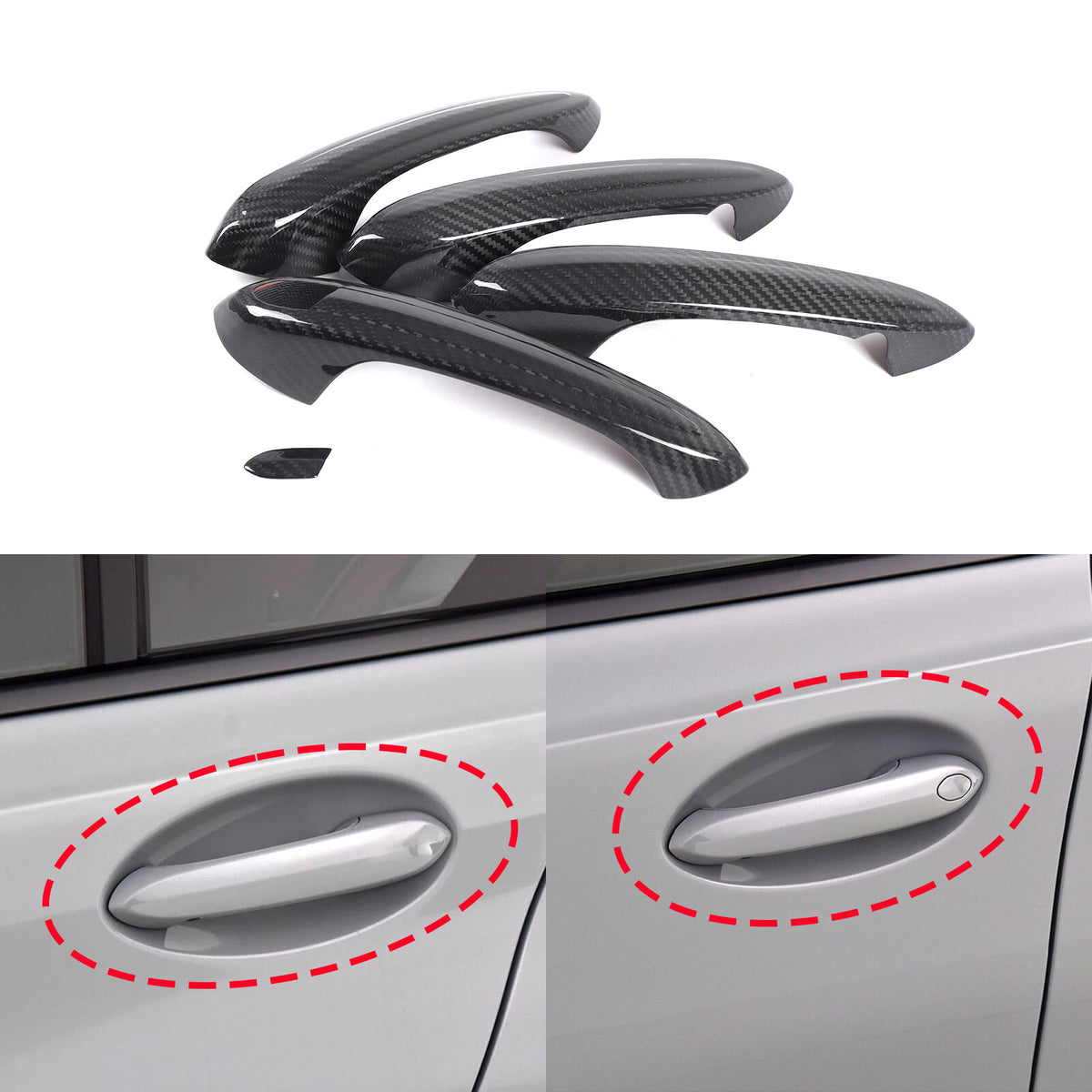 Real Carbon Fiber Exterior Door Handle Protector Trim for BMW 3 Series G20 20-25 13