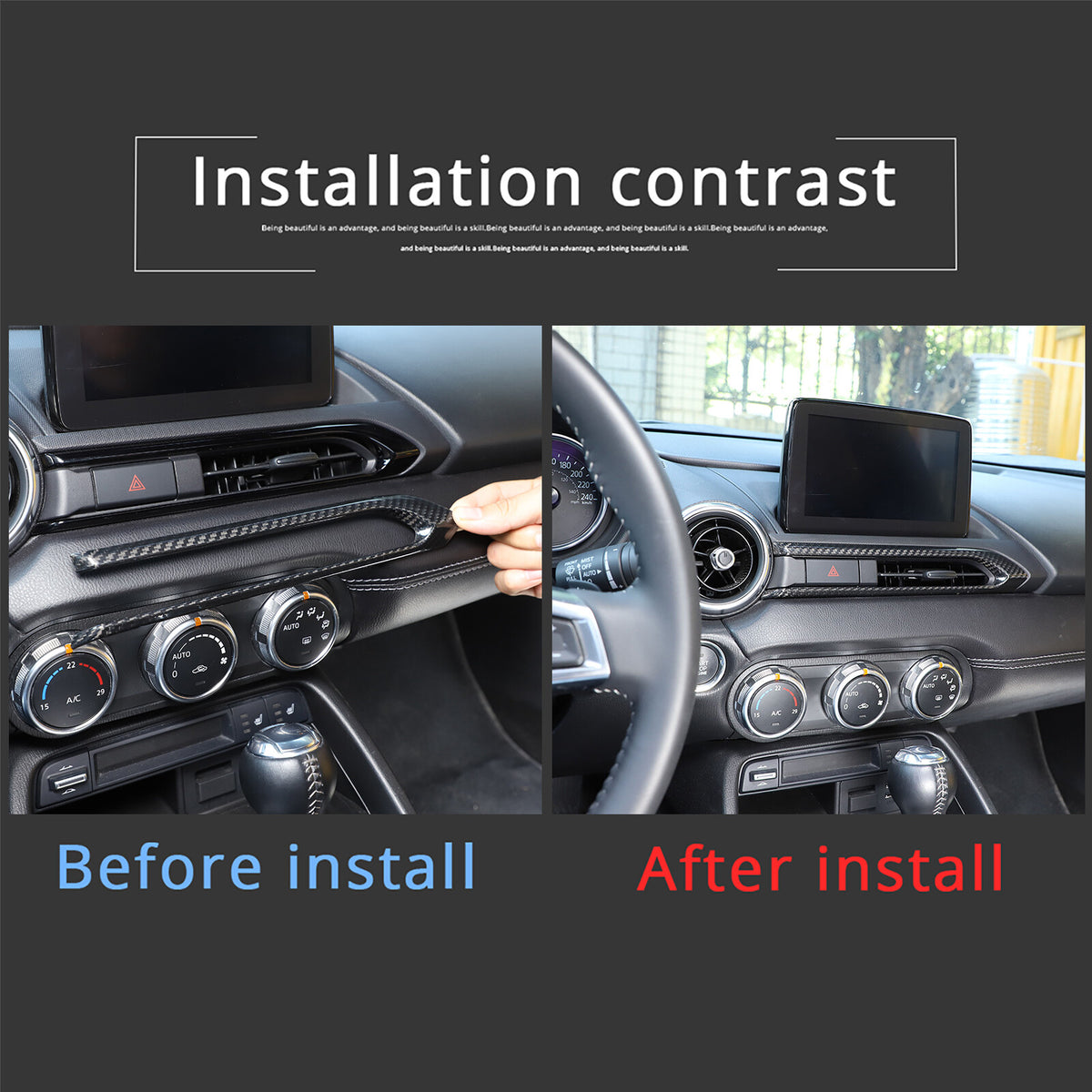 Real Carbon fiber Center Console air outlet frame Trim Cover For Mazda MX-5 16+ 11