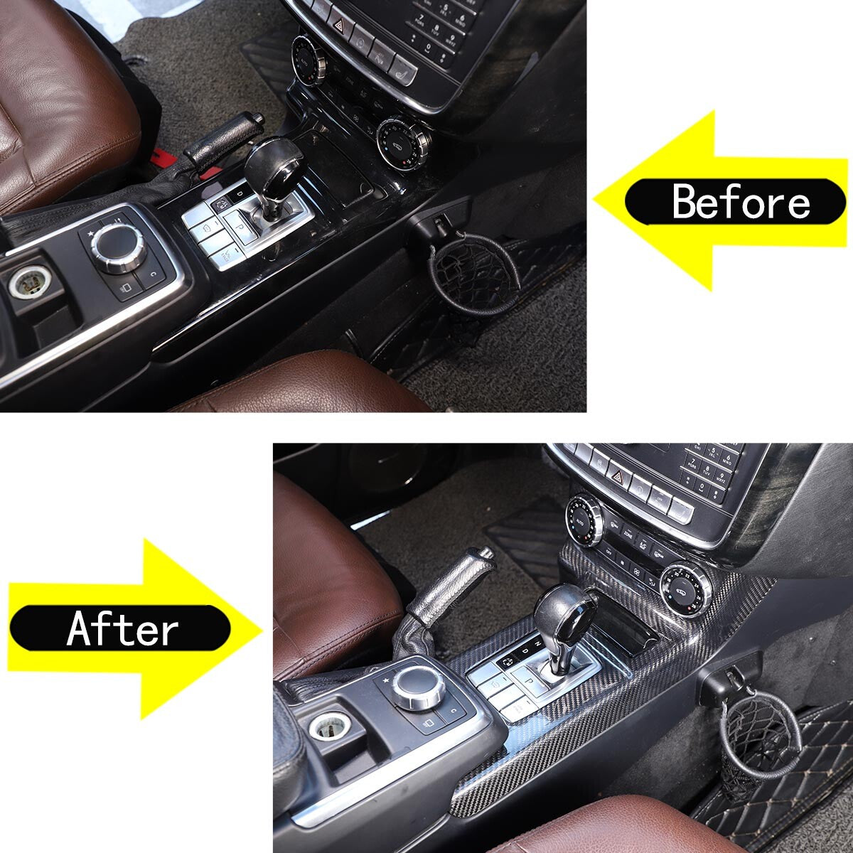 5Pcs For Benz W463 G63 G65 G500 G550 AMG Real Carbon Fiber Interior Console Trim 3