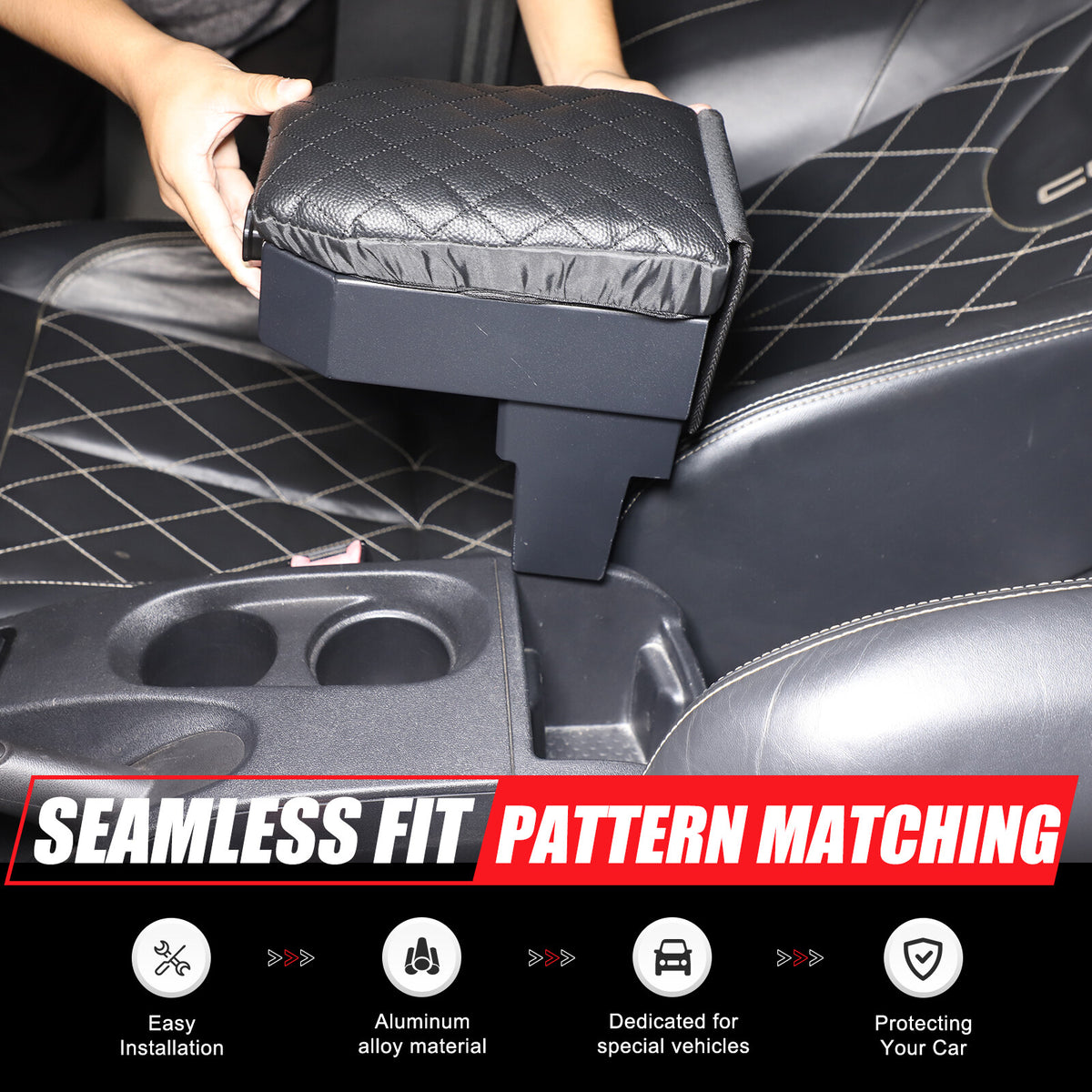 Aluminum Locking Center Armrest Vault Safe Storage Box For SEAT Leon 2008-2012 10