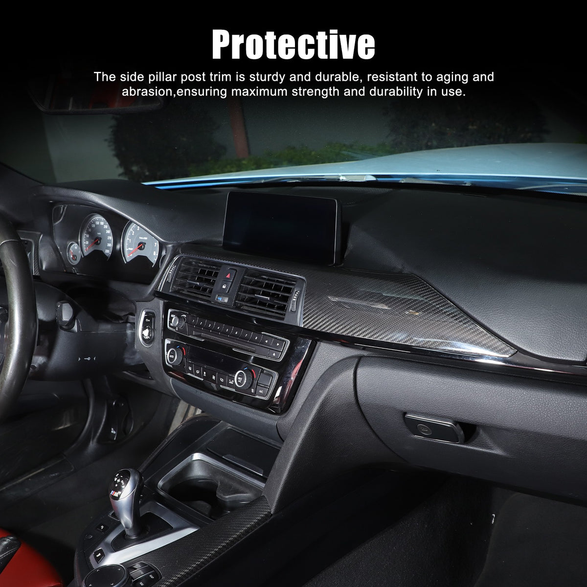 Real Carbon Fiber Central Console Dashboard Trim For BMW M3 M4 F80 F82 2014-2019 2