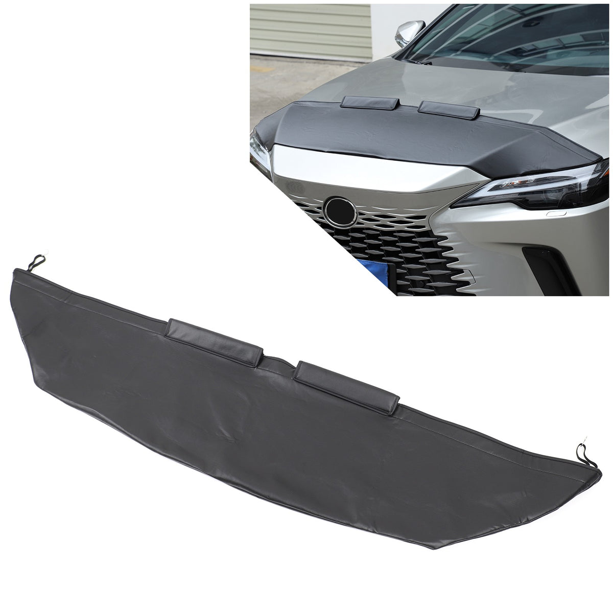 PU Leather Car Bonnet Hood Bra Wind & Bug Deflectors For Lexus RX350 2023+ 6