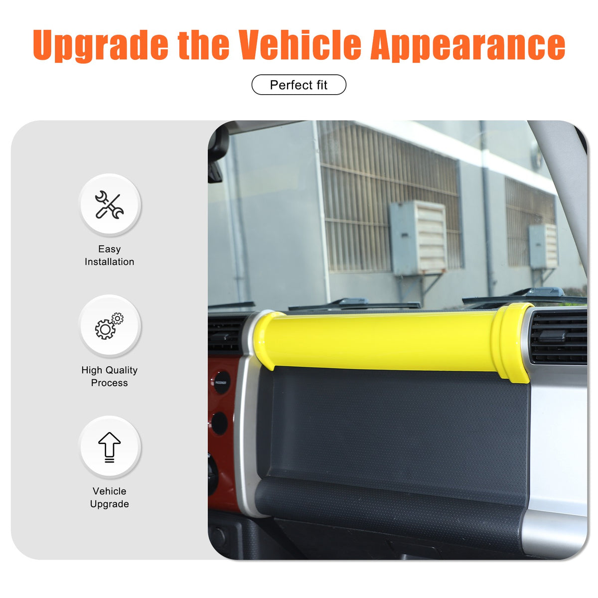 ABS Yellow Center Dashboard Panel Trim Strip For Toyota FJ Cruiser 2007-2021 7