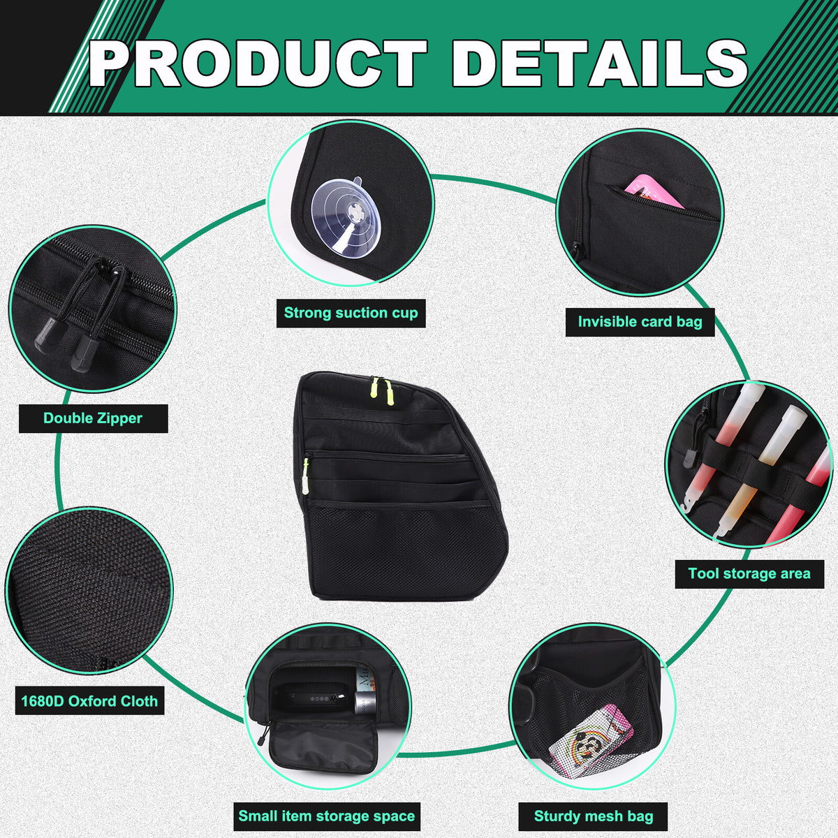 Black Rear Trunk Side Storage Bag Pockets Organizer For BMW X7 G07 2019-23 3