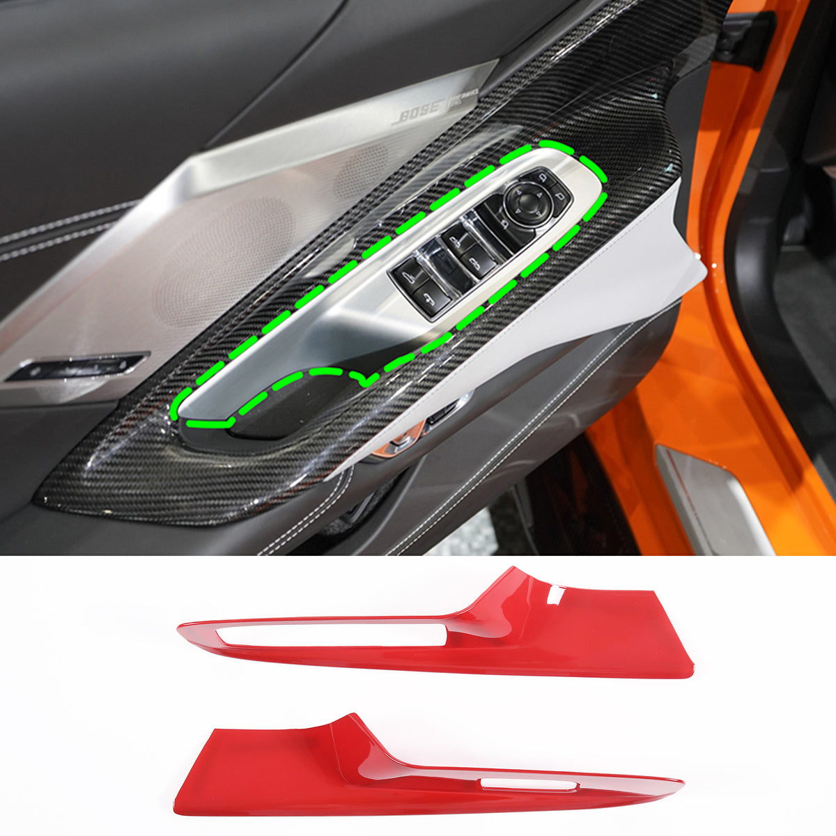 Red Full Interior Set Dash Panel Decor Cover Trim Kit For Corvette C8 2020-25 - Variants 6-10 54