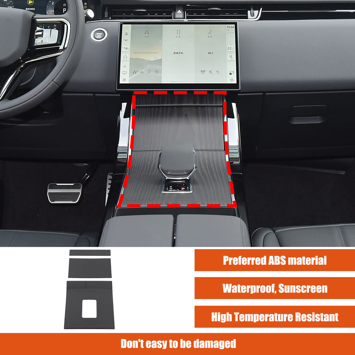 Carbon Gear Shift Panel Trim for LR Range Rover Velar L560/Evoque L551 24+ US 9