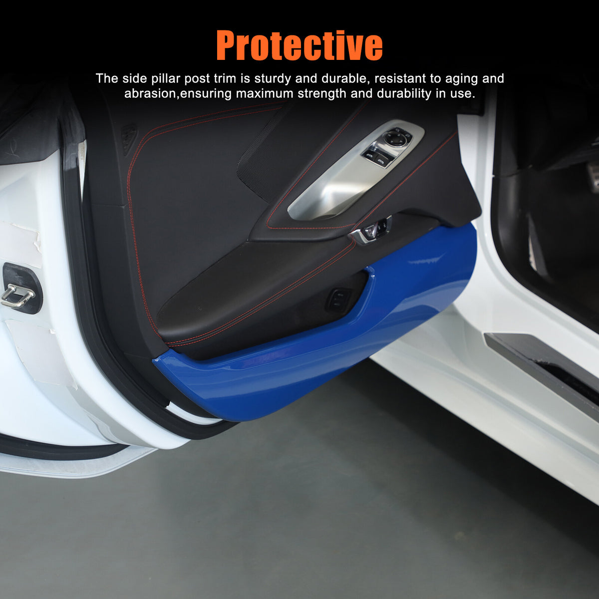 Blue ABS Inner Door Anti-Kick Panel Cover Trim For Corvette C8 2020-26 7