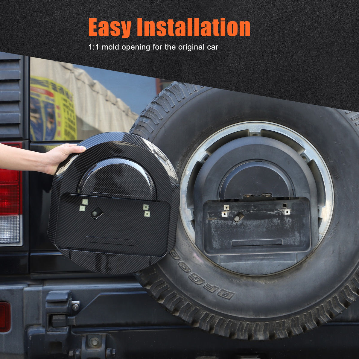 Carbon Spare Tire License Plate Base Cover For Hummer H2 2003-09 OE:25782333 US 8