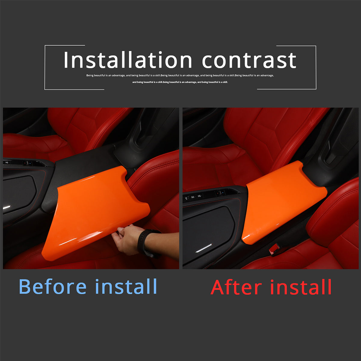 Orange ABS Center Console Armrest Box Panel Cover For Corvette C8 2020-2026 US 10