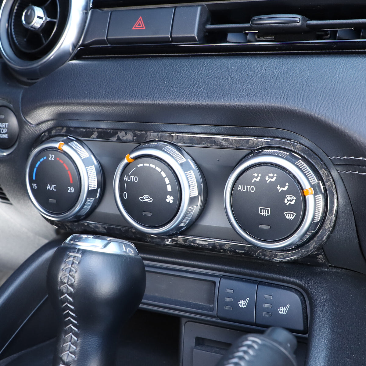 Forged Carbon Fiber Interior Air conditioning knob frame Trim For Mazda MX-5 16+ 7