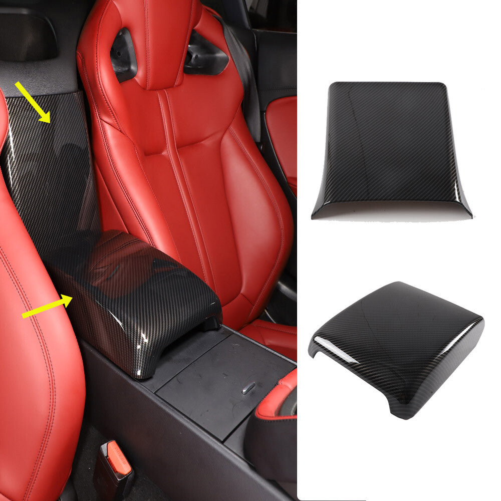 Carbon Fiber Look Center Armrest & Back Cover Trim Kit for Jaguar F-TYPE 2013-24 1