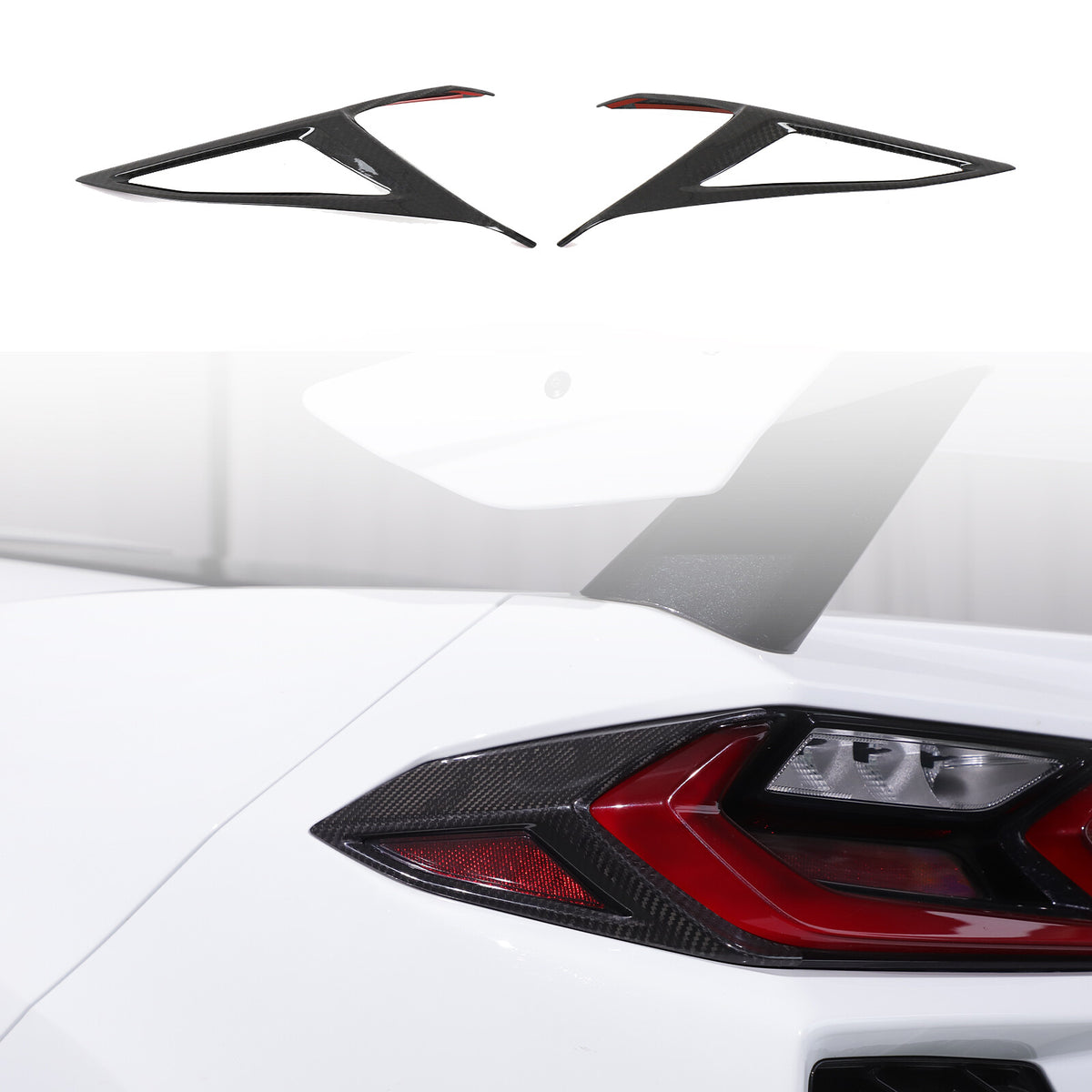 Real Carbon Fiber Rear Taillight Side Trim Cover for Corvette C8 2020+ US 22