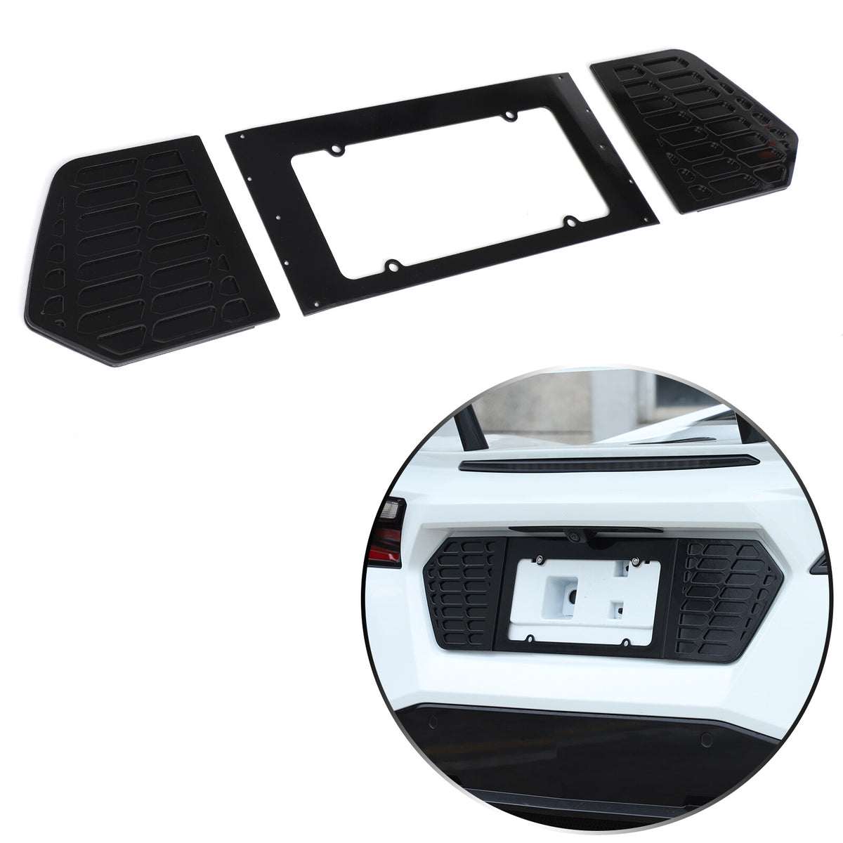 Glossy Black Alloy Rear License Plate Filler Panel Trim for Corvette C8 2020+ 20