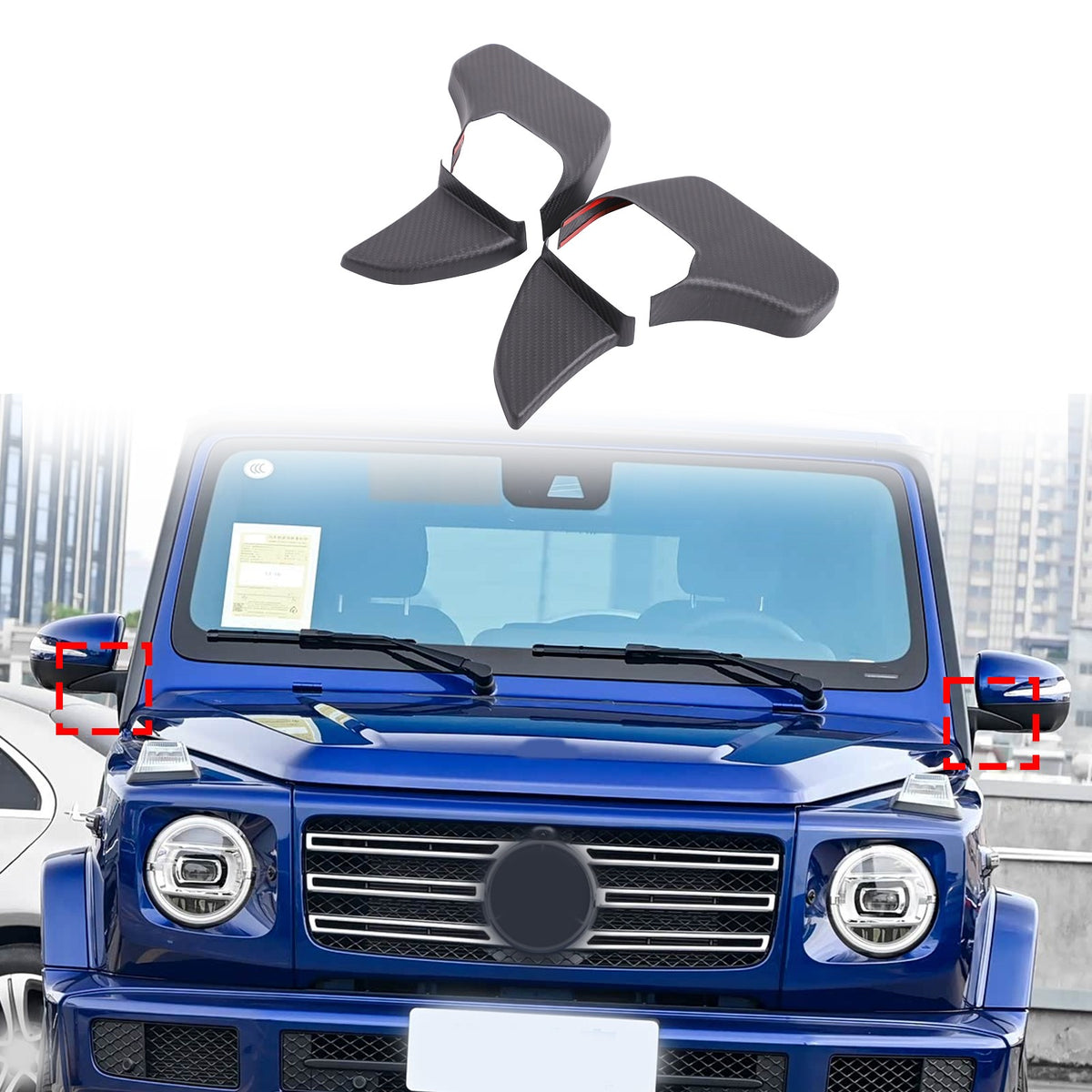 Matte Real Carbon Fiber Side Mirror Base Trim For Benz G-Class W464 2019-2024 1