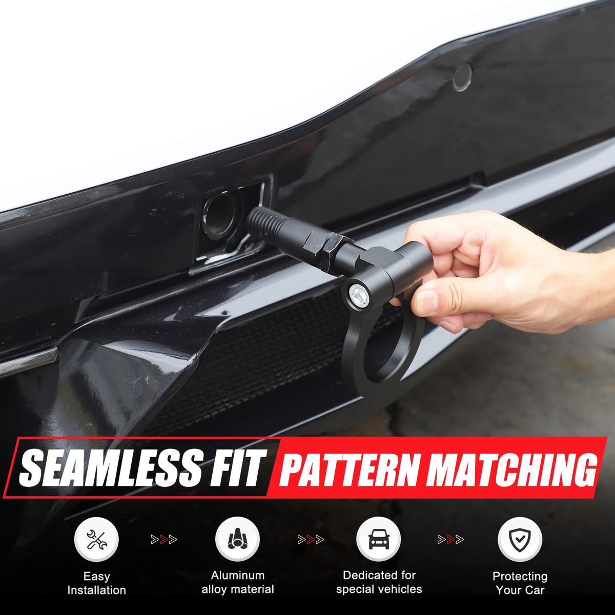 Black Aluminum Front & Rear Bumper Track Racing Tow Hook Trailer For Corvette C8 17