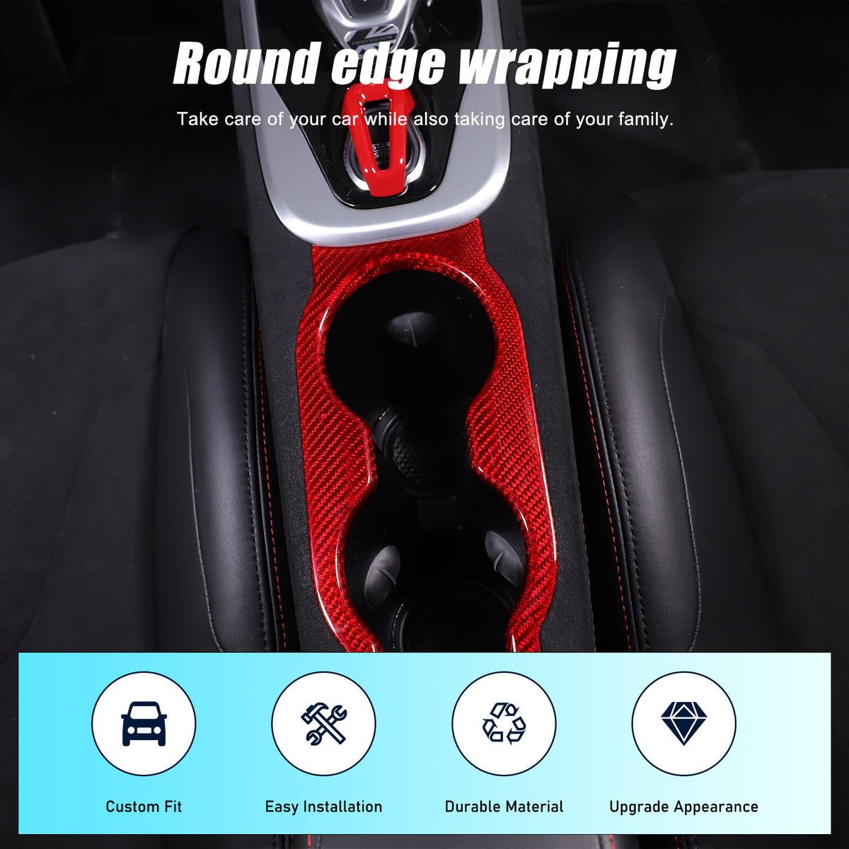 Red Real Carbon Fiber Interior Center Console Cover Trim For Lotus EMIRA 2021-25 16
