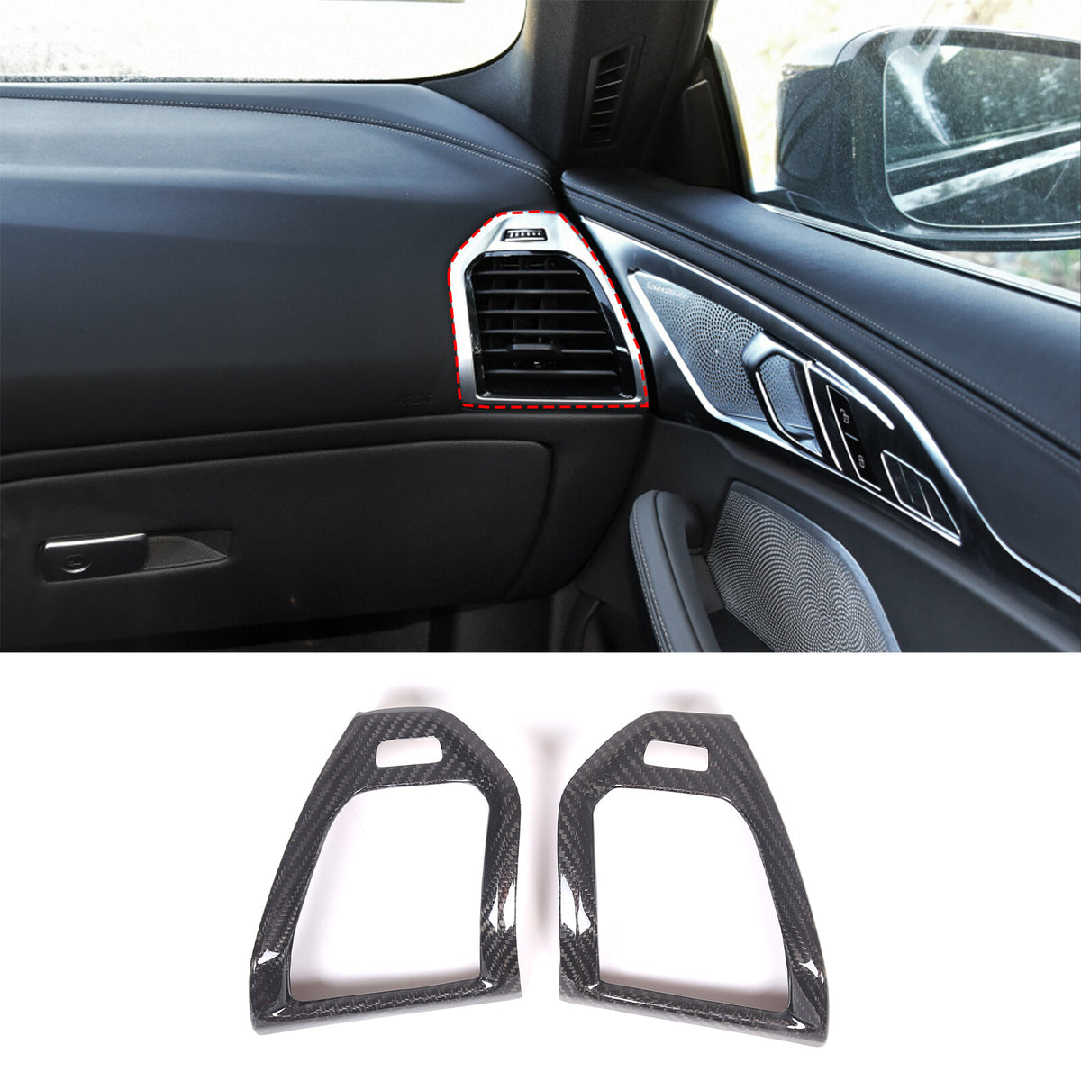 Real Carbon Fiber Dashboard Side Air Vent Cover Trim For BMW 8 Series 2019-2022 2