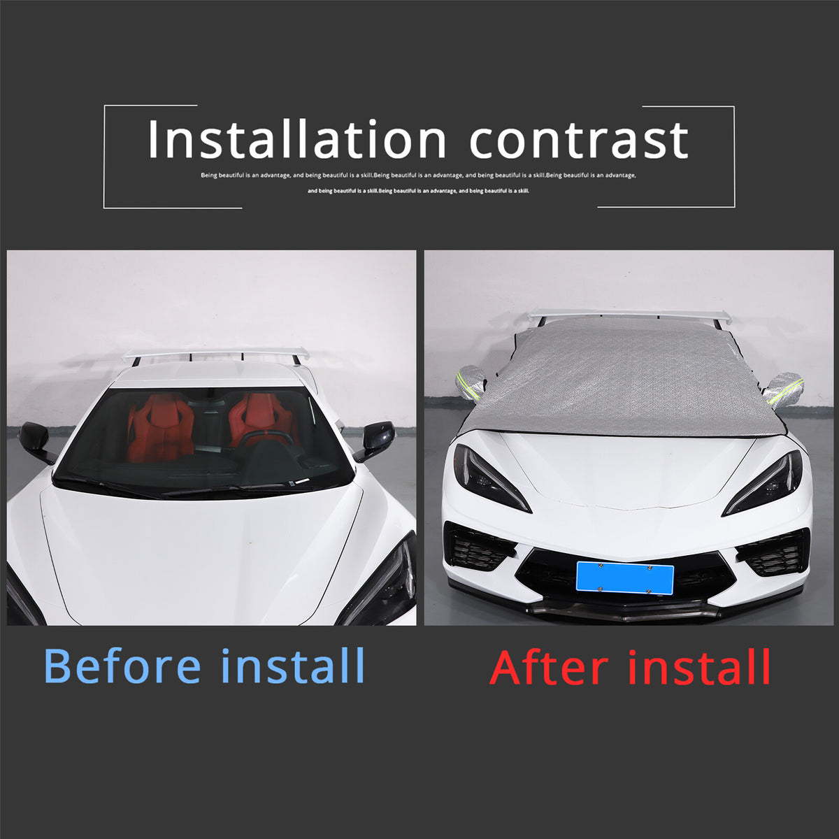 Car Windshield Snow Cover Front Winter Guard Protector For Corvette C8 20-26 US 12