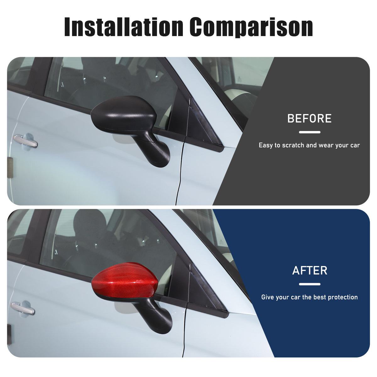 Red Carbon Fiber Exterior Side Rear Mirror Trim For Fiat 500 Abarth 595 2010+ 5