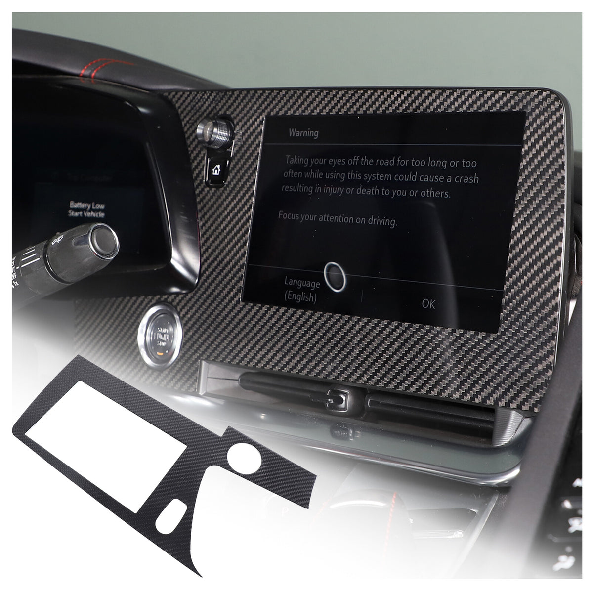 Real Carbon Fiber Dashboard Navigation Srceen Frame Trim For Corvette C8 2020-25 1