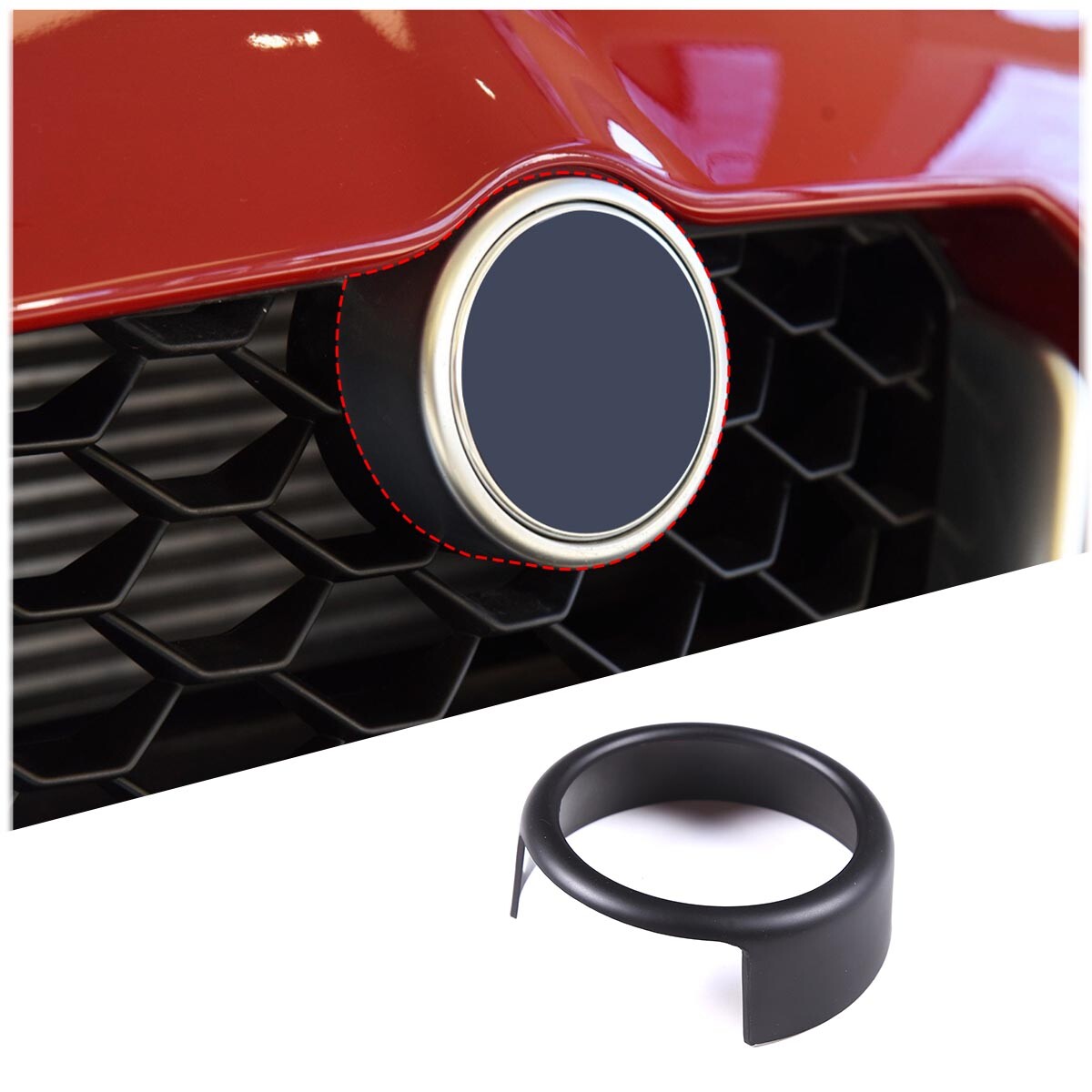Matte Black Front Grille V Shape Cover+Logo Ring Trim for Alfa Romeo Giulia 17+ 16