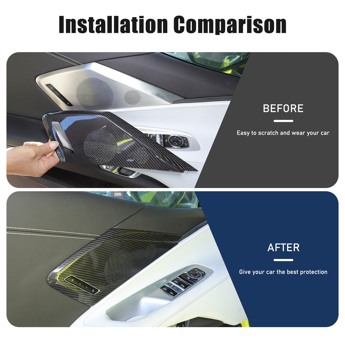 Real Carbon Fiber Side Door Speaker Cover Horn For C8 Corvette 2LT 3LT 2020-26 19