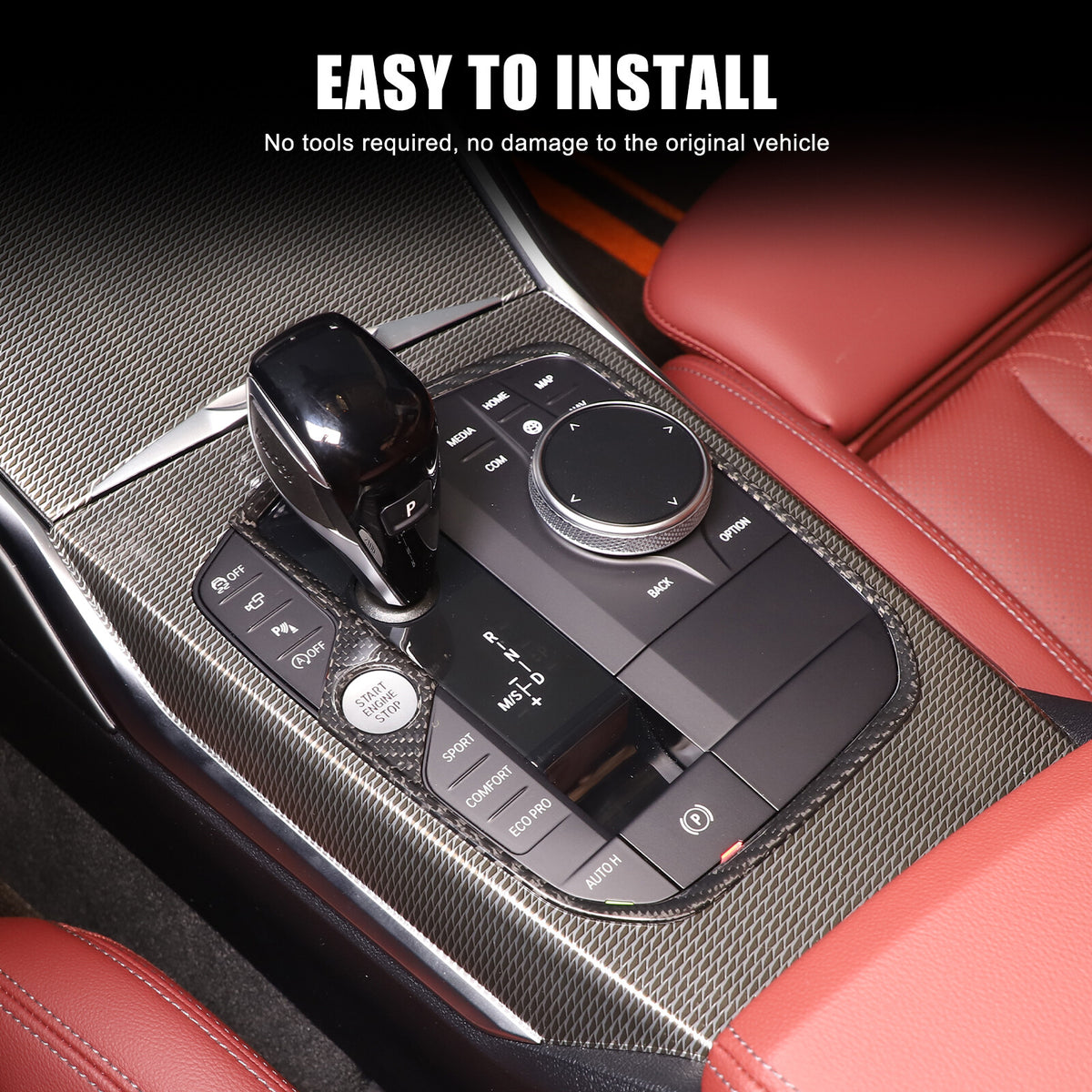 Dry Carbon Fiber Conosle Gear Shift Trim Frame Fits BMW X5 X6 X7 XM 2019-2023 US 13
