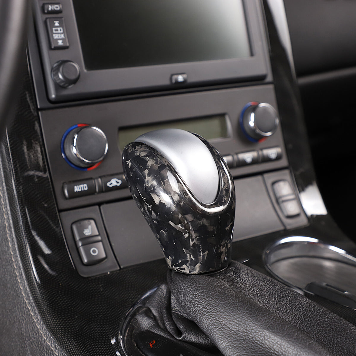 2pcs Forged Real Carbon Fiber Gear Shift Knob Trim Cover Set For Corvette C6 17