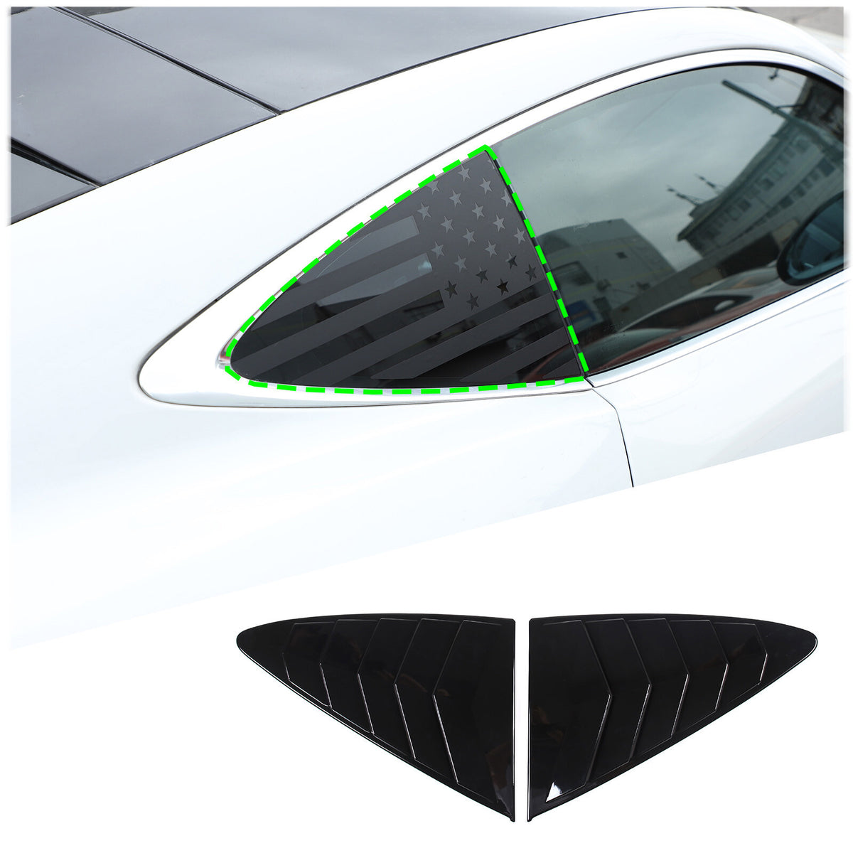 Glossy Black Rear Window Quarter Louver Cover Trim For Jaguar F-TYPE Coupe 13-24 2