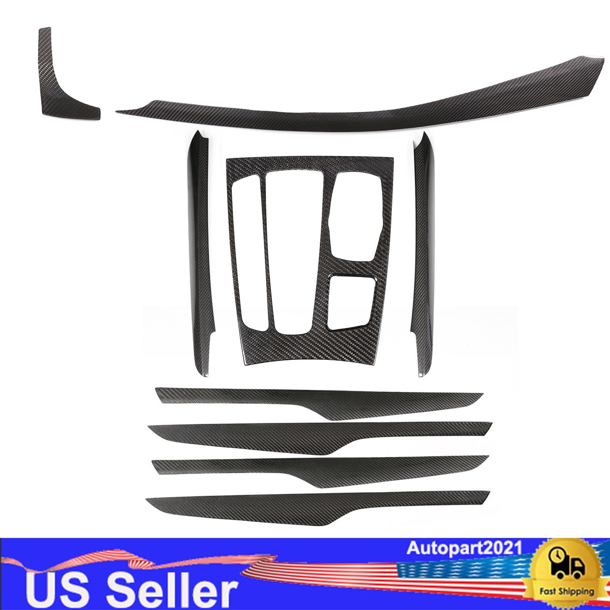 Real Carbon Fiber Full Interior Set Cover Trim Kit For BMW X5 F15 2014-18 US 39