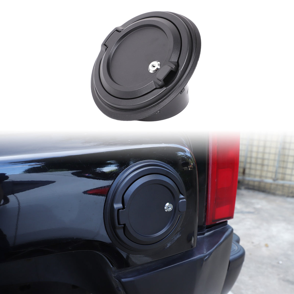 ABS+Aluminum Fuel Tank Lock Cover Trim Cap For Hummer H3 2005-2009 1