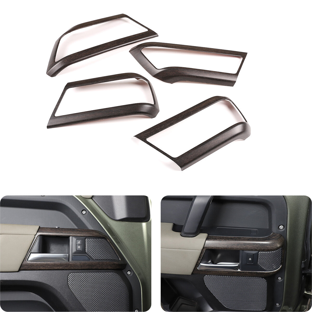 ABS Oak Grain Inner Door Handle Frame Cover For Land Rover Defender 110 2020-21 7