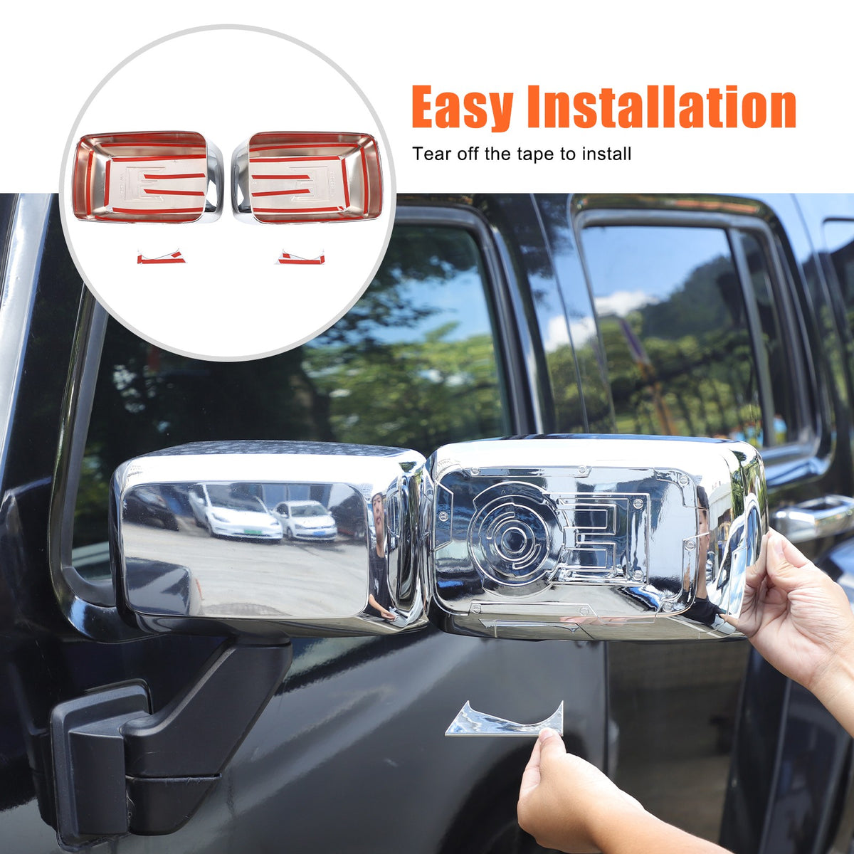 Mech Style Silver ABS Side Mirror Trim Cover For Hummer H3 2005-2009 6