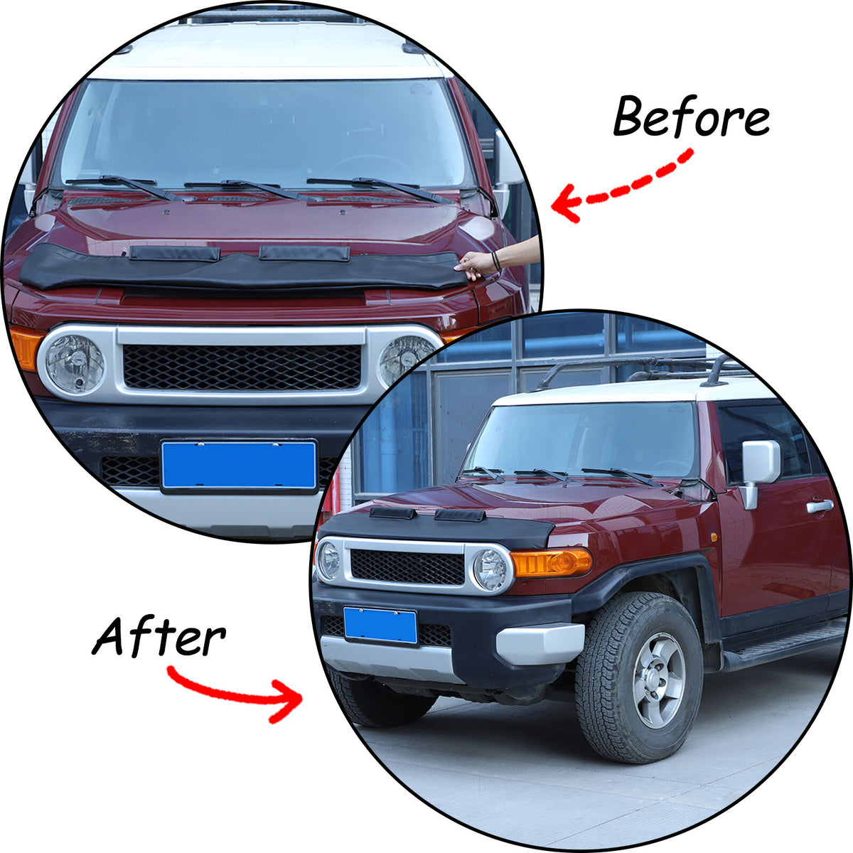 Front Leather Hood Cover Protector Bra Trim For Toyota FJ Cruiser 2007-21 6