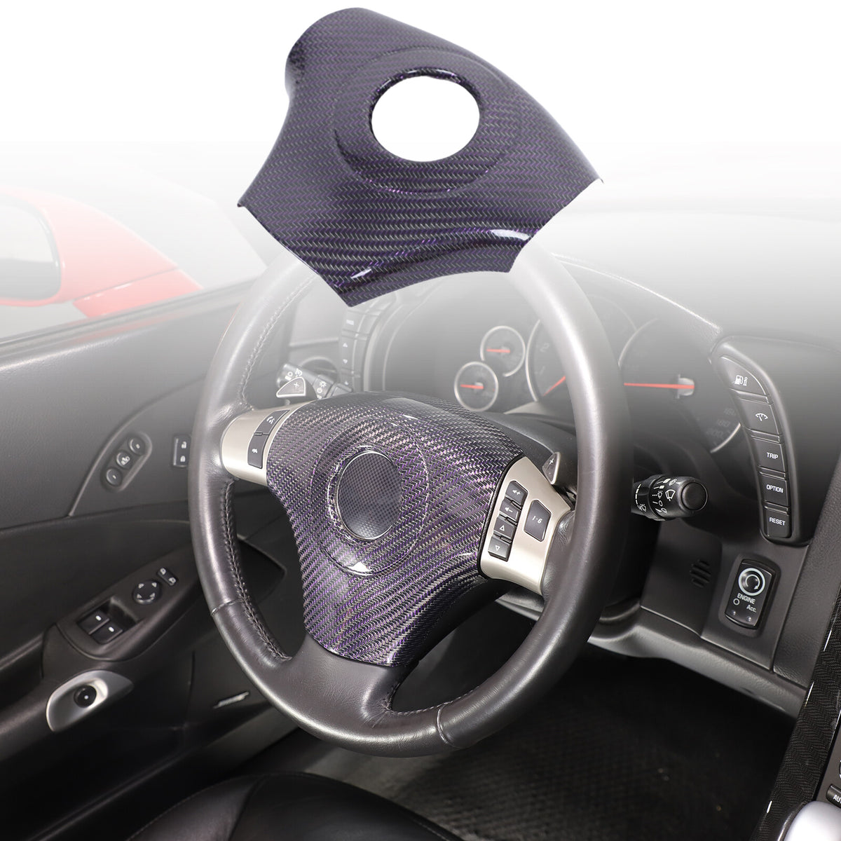 Real Carbon Fiber Center Steering wheel trim cover For Corvette C6 2005-2013 2