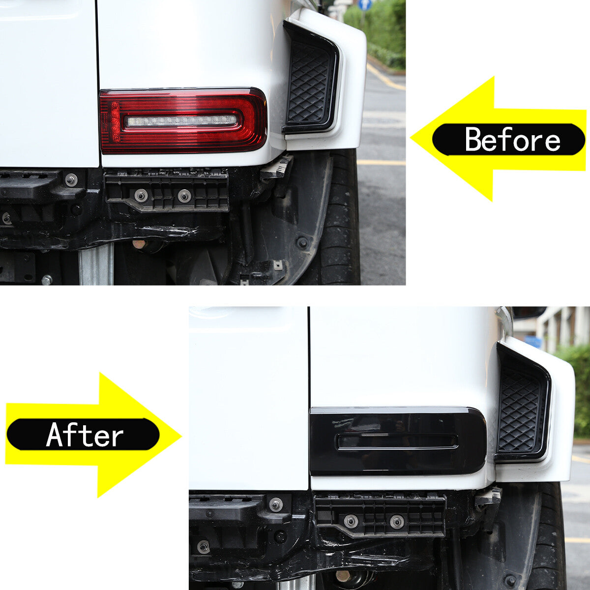 Smoked Black Rear Tail Light Fog Cover Trim Kit For Benz G W464 G500 G63 19-23 11