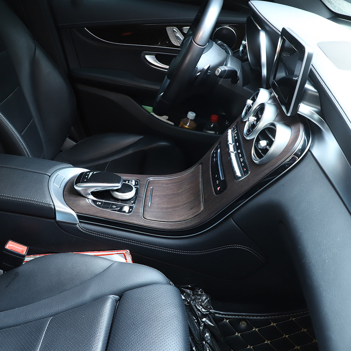 Wood Center Console Gear Panel Trim For Benz C GLC Class W205 X253 2015-2018 7