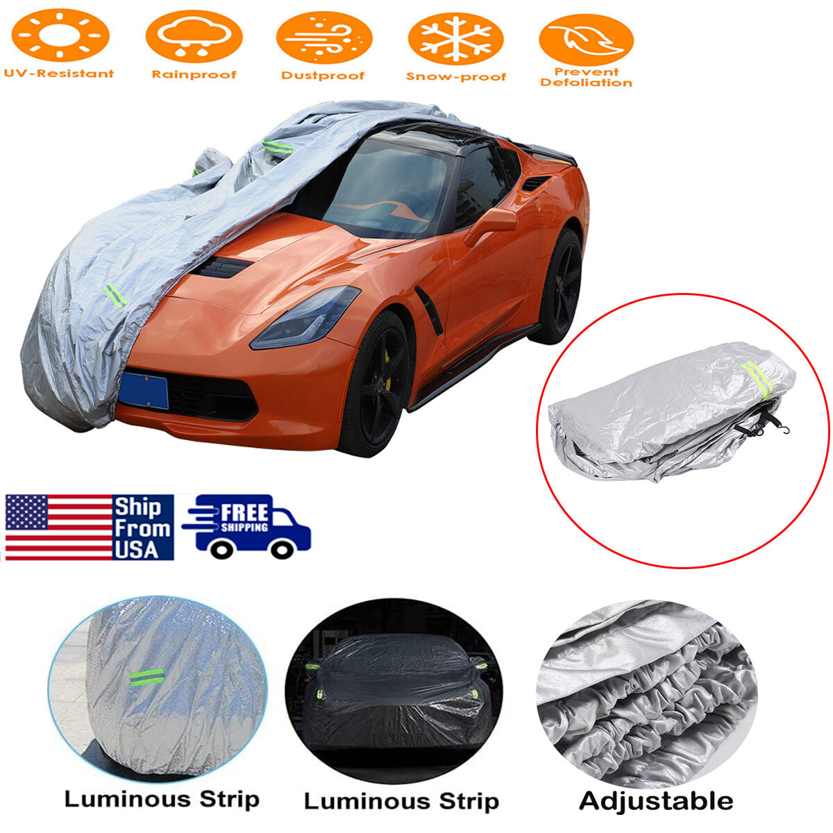 Sunscreen Snow Dust Rain Decoration Cover Car Cover For 14-19 Corvette C7 US 1